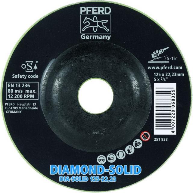 Pferd, Schleifmittel, CC-GRIND-SOLID DIAMOND 125x22,23 mm D852 (sehr grob) zum Bearbeiten harter Werkstoffe (Körnung D 8...