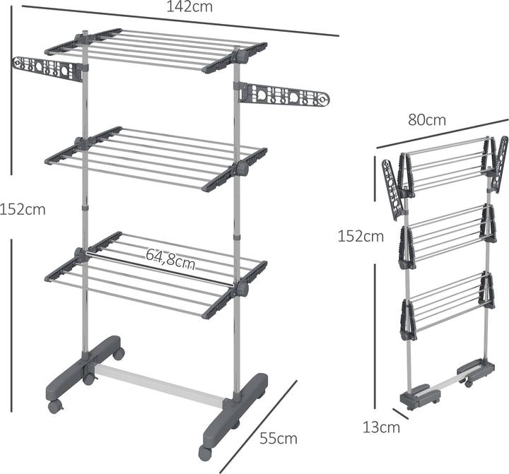 Actual product image Homcom Laundry rack with clothes hooks