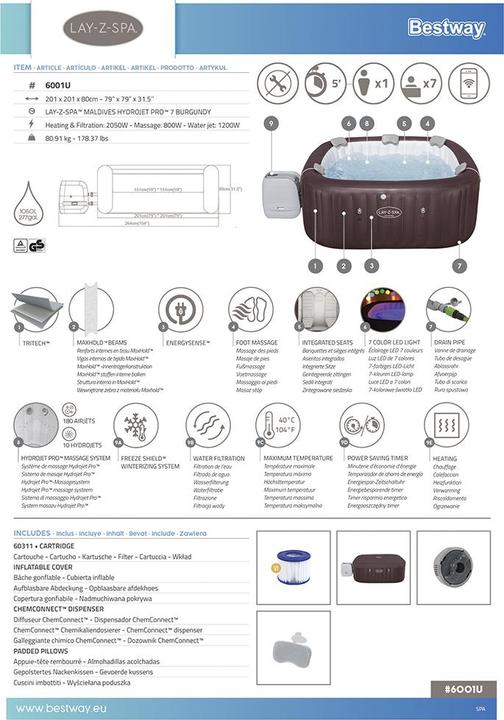 Immagine prodotto Bestway Lay-Z-Spa Maldive MaxHold EnergySense (7 pers.)