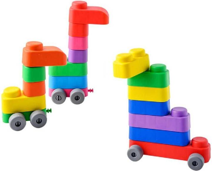 Immagine prodotto Montessori Giocattoli, giocattoli educativi, blocchi morbidi e ruote - 15 blocchi e 12 ruote