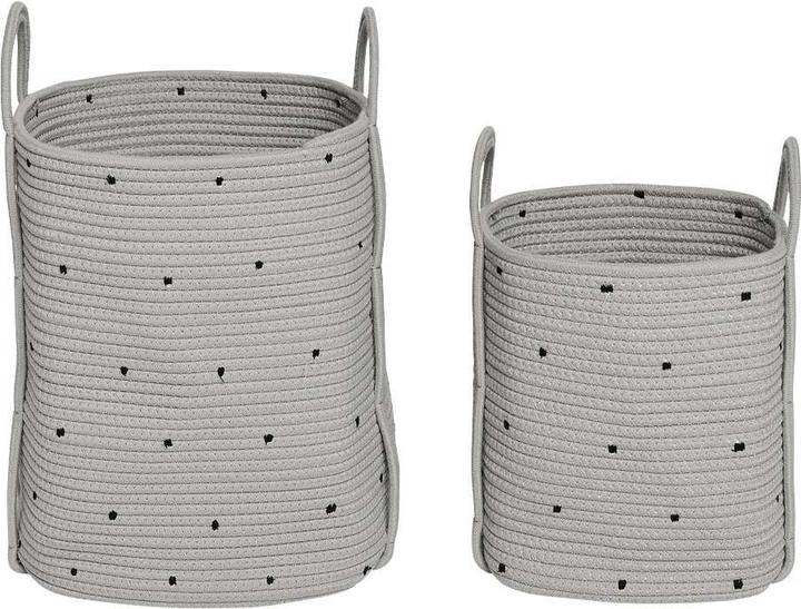 OYOY Living Cestino portaoggetti Dot Rope 2 pezzi, grigio (30 cm, 2x)