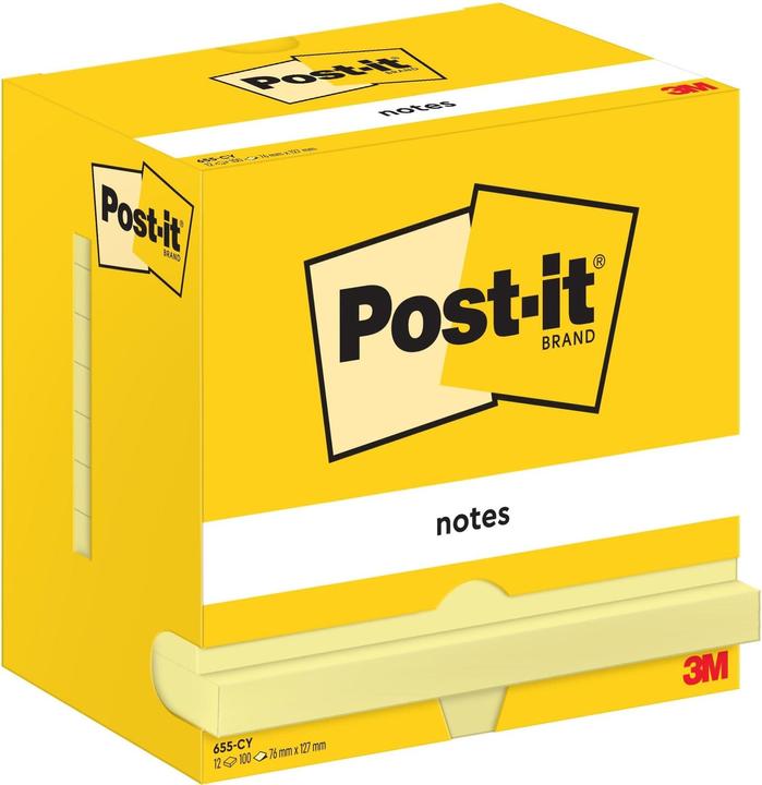 Produktbild Post-it Haftnotizen Standard 655 gelb 12 Blöcke (127 x 76 mm)