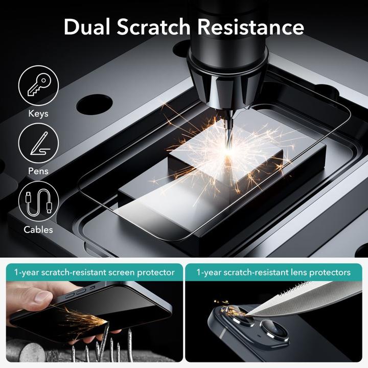 Image du produit ESR Tempered Glass 2pack Iphone 15 Black (2 pcs, Apple iPhone 15)