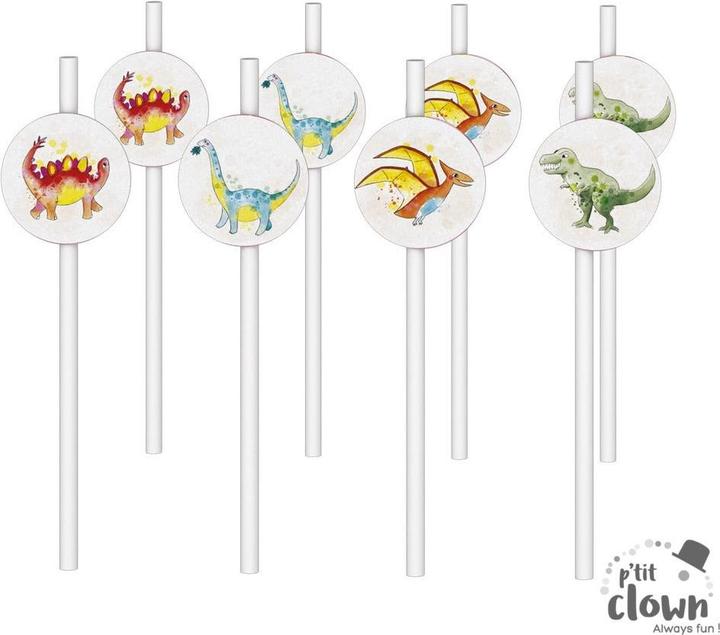 Actual product image P'tit Clown Dinosaur Drinking Straws (8x)