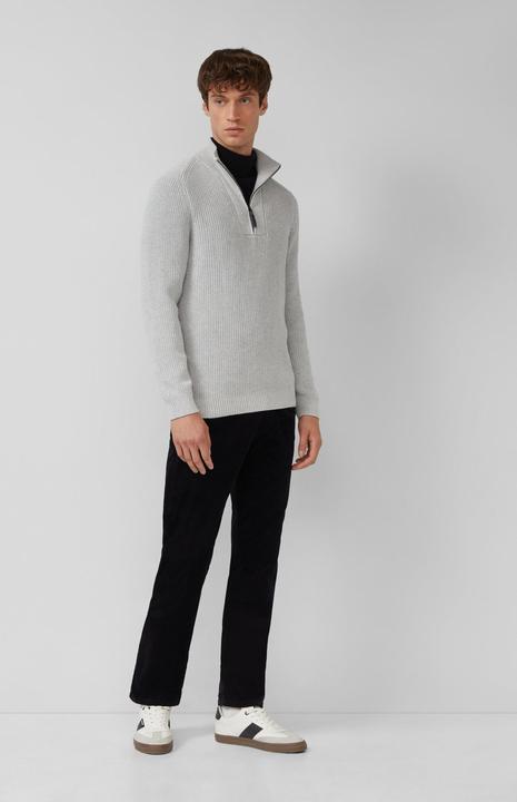 Produktbild s.Oliver Strickpullover Gerippter Baumwoll-Pullover mit Troyer-Kragen (L)