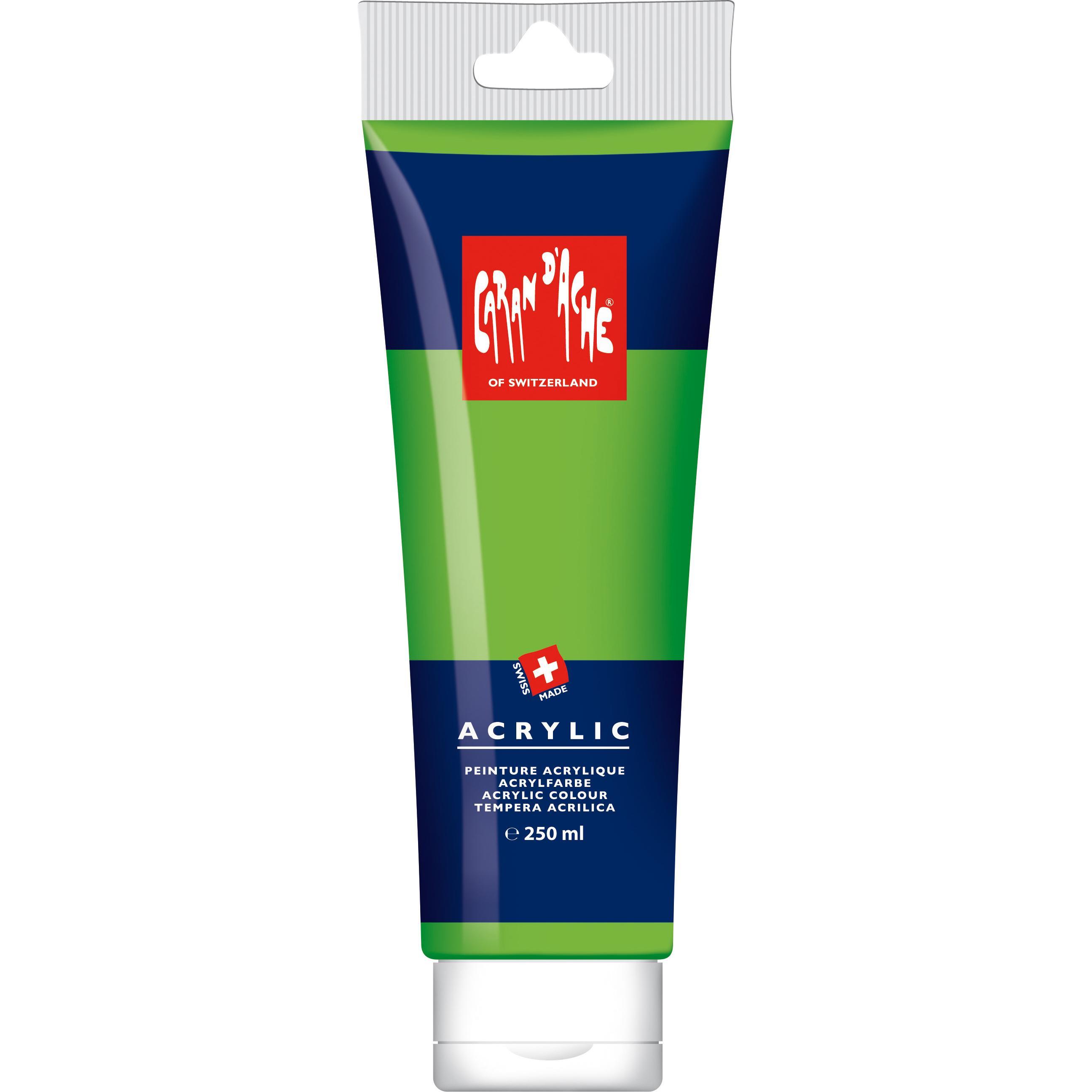 Caran d'Ache, Künstlerfarbe + Bastelfarbe, Werk- und Malfarbe ACRYLIC (Brillantgrün, 250 ml)