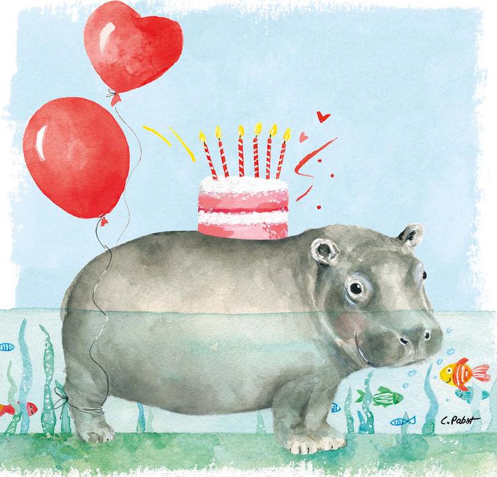 ppd Servietten Happy Hippo 33x33 cm (20 Stk., 33 x 33 cm)