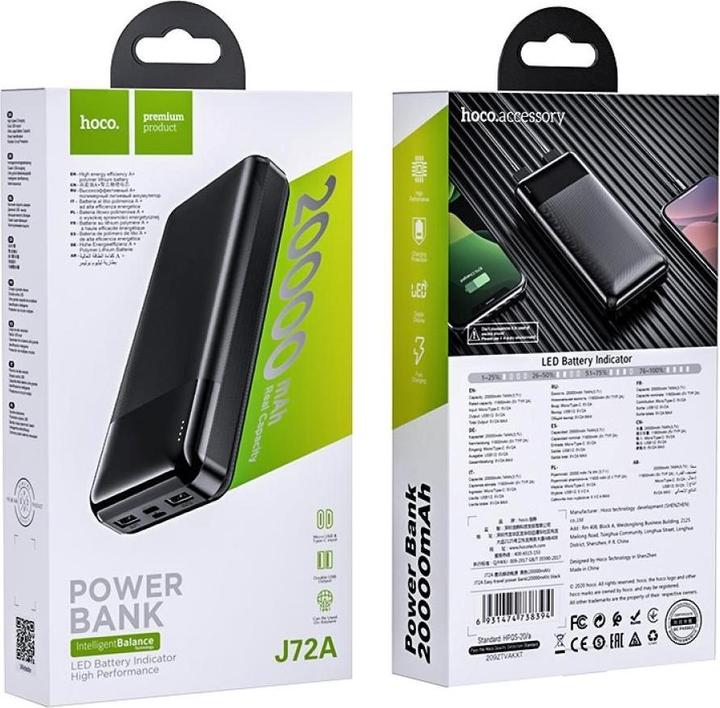 Actual product image Hoco External battery Power Bank J72A 20000mAh black (20000 mAh)