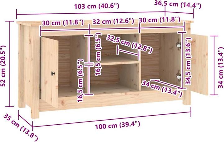 Produktbild vidaXL TV-Schrank (103 x 36.50 x 52 cm)
