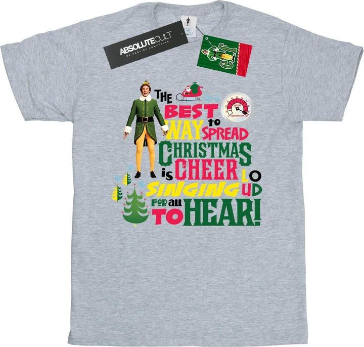 Actual product image Elf Womens/Ladies Christmas Cheer Cotton Boyfriend T-Shirt (XL)