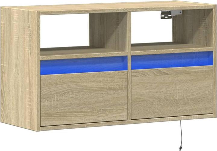 Image du produit vidaXL Armoire TV Armoire murale Lowboard Suspendu avec éclairage LED Chêne Sonoma