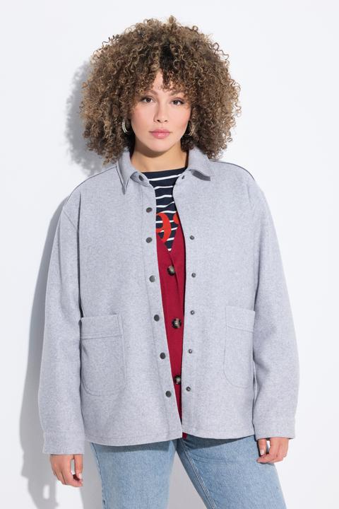 Immagine prodotto Ulla Popken Shaket dal taglio oversize con collo da camicia e maniche lunghe (54)