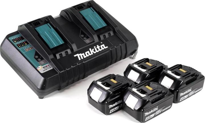 Actual product image Makita DLM 432 PM4 Tondeuse à gazon sans fil à 36 V (2x 18 V) 43 cm brushless + 4x Batteries 4.0 Ah (Rechargeable battery operated)