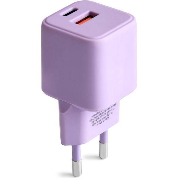 Thumbnail - Forever COLORUM Wandladegerät USB-A + USB-C PD 30W CLS30-AC-09 xLavenda (30 W), USB Ladegerät