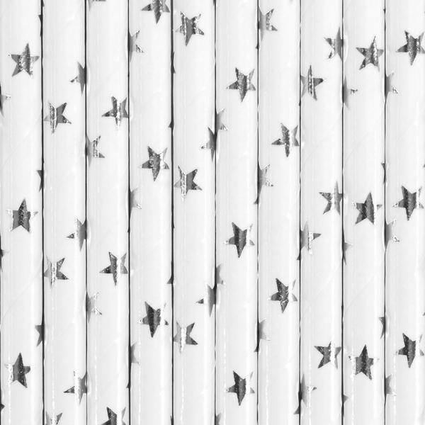 Produktbild Partydeco Paper Straws, silver, 19.5cm (1 pkt / 10 pc.) (10 x)