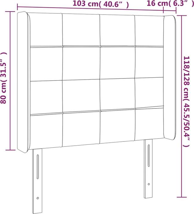 Immagine prodotto vidaXL Kopfteil mit Ohren Dunkelgrau 103x16x118/128 cm Samt,Farbe (103 x 16 x 128 cm)