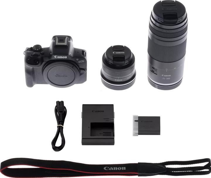 Image du produit Canon EOS R50 Black + RF-S 18-45mm + RF 75-300mm (18 - 150 mm, 24.20 Mpx, APS-C / DX)