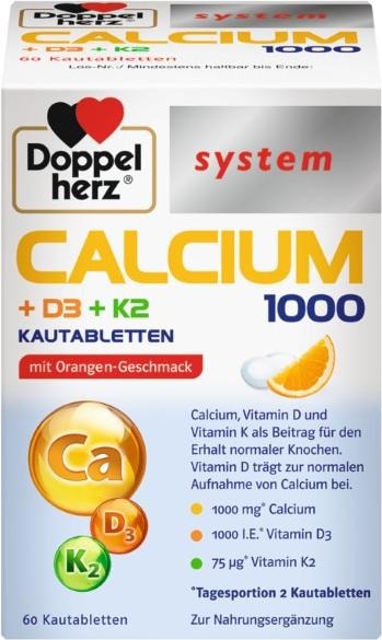 Actual product image Doppelherz Calcium 1000+D3+K2 system, 60 tablets (60 Piece, Pills)