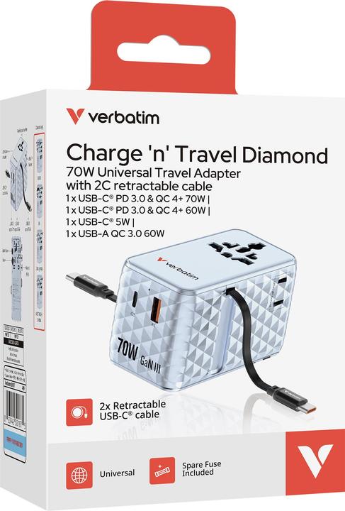 Actual product image Verbatim Charge 'n' Travel 70W 2C
