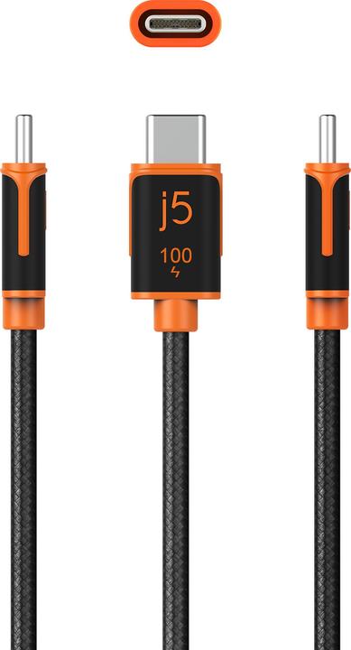 Image du produit j5Create USB-C 100W SYNC CHARGE CABLE (1.8 M / 5.9 FT.) NMS NS CABL (1.80 m, USB 2.0, 100 W)