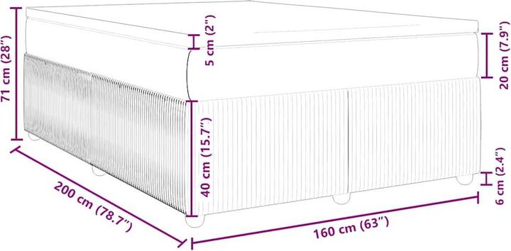 Produktbild VidaXL Bo x springbett mit Matratze 160 x 200 cm Stoff (160 x 200 cm)