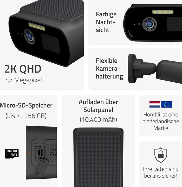 Actual product image Hombli Solar Cam (2560 x 1440 Pixels)