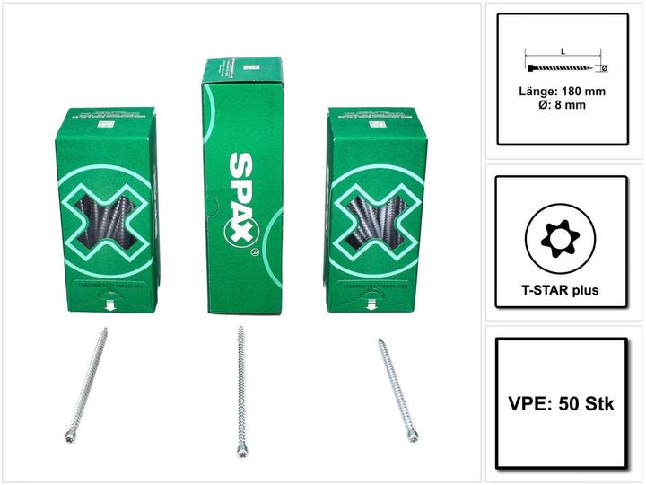 Spax Zylinderkopf T-Star Plus T40 Vollgewinde Cut Wirox (50 Schrauben pro Stück)