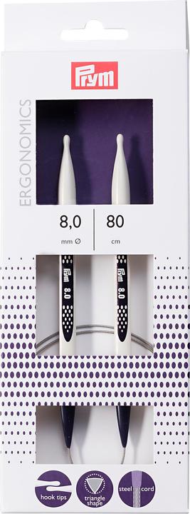 Image du produit Prym Aiguilles circulaires ergonomiques 8.00 mm, 80 cm