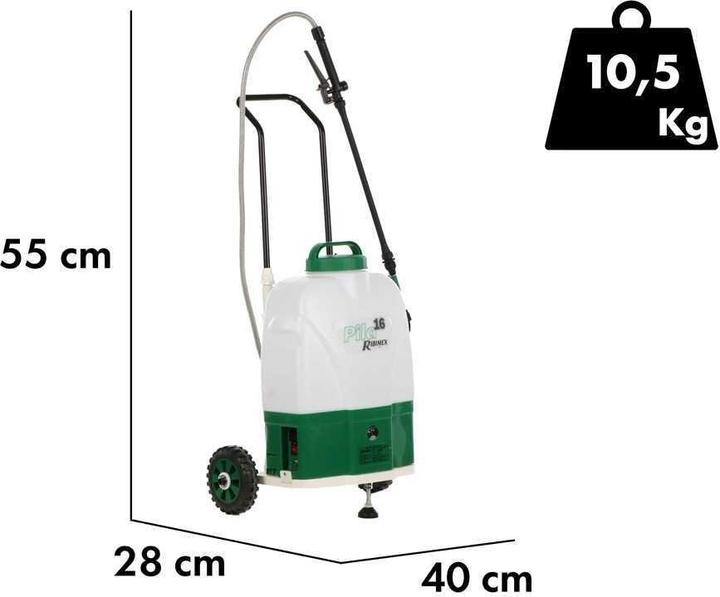 Immagine prodotto Ribimex PILA 16 Pompa a spruzzo a batteria su ruote 16 litri 12 V8 Ah (16 l)