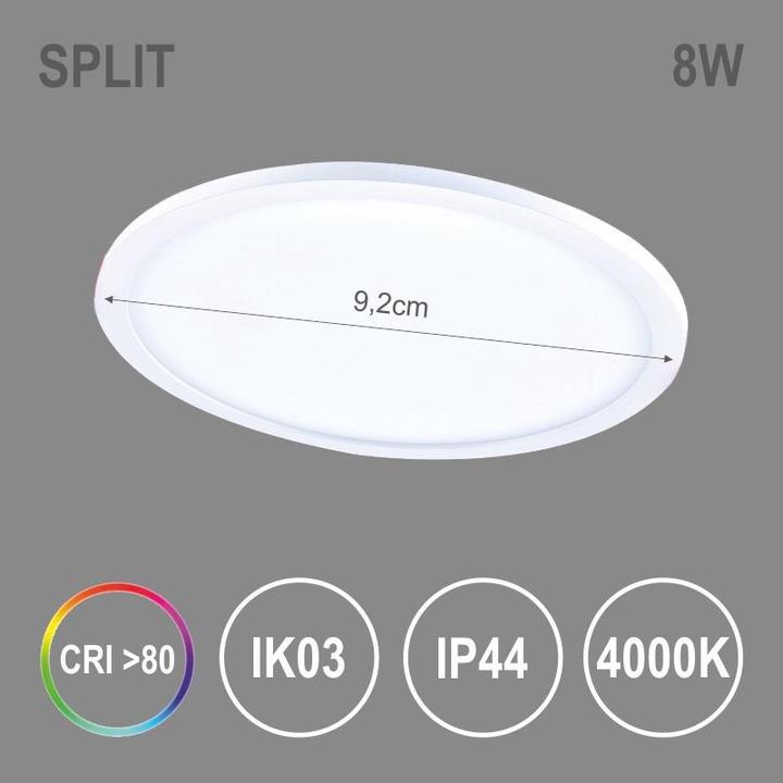 Actual product image Topex LED PANEL SPLIT R 8W NW IP44 461LM (461 lm)