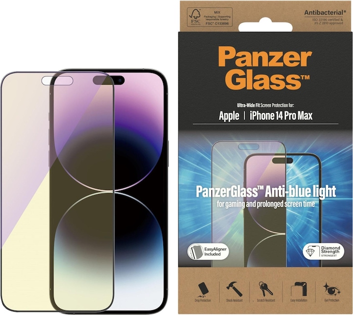 PanzerGlass Pellicola protettiva Ultra Wide Anti Bluelight iPhone 14 Pro Max (1 Pezzo/i, Apple iPhone 14 Pro Max)