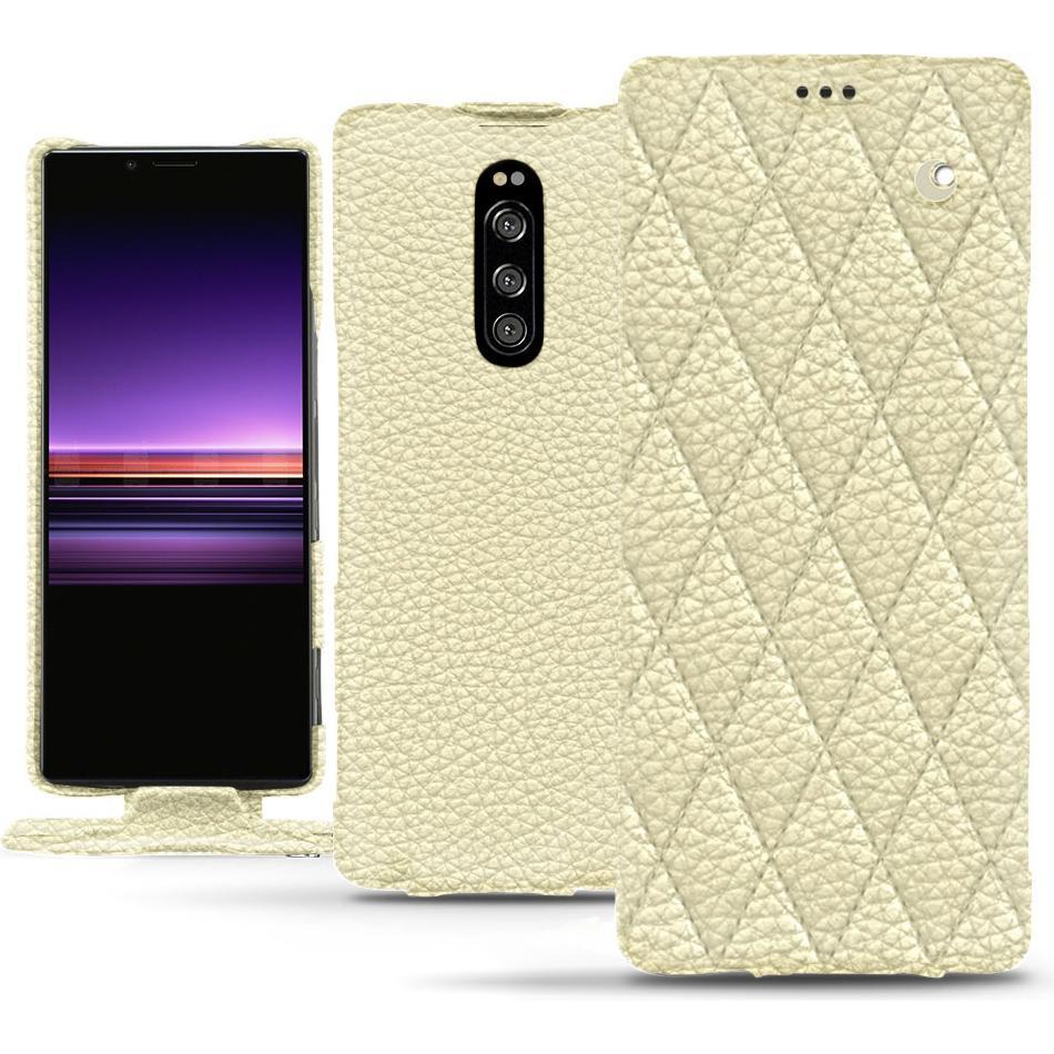 Noreve Lederschutzhülle vertikal (Sony Xperia 1), Smartphone Hülle, Beige