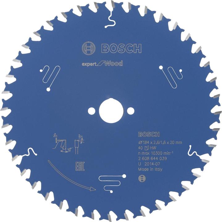 Produktbild Bosch Professional Zubehör Kreissägeblatt Expert for Wood, 184 x 20 x 2,6 mm, 40