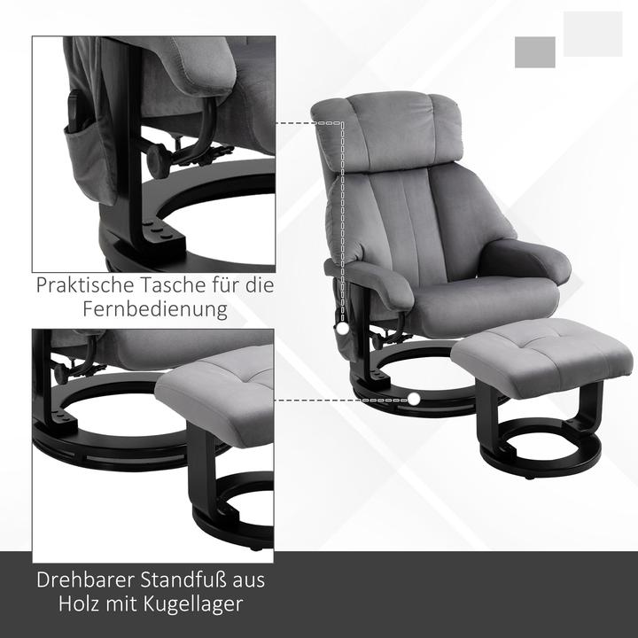 Actual product image Homcom Massagestuhl Polyester, Schaumstoff, Holz, Metall Grau
