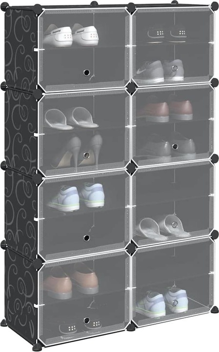 Actual product image VidaXL Shelving system with 8 cubes and doors Black PP