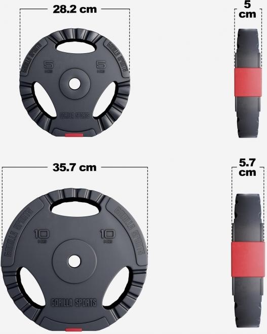 Produktbild Gorilla Sports Hantelscheiben (2 x 10 kg, 2 x 5 kg)
