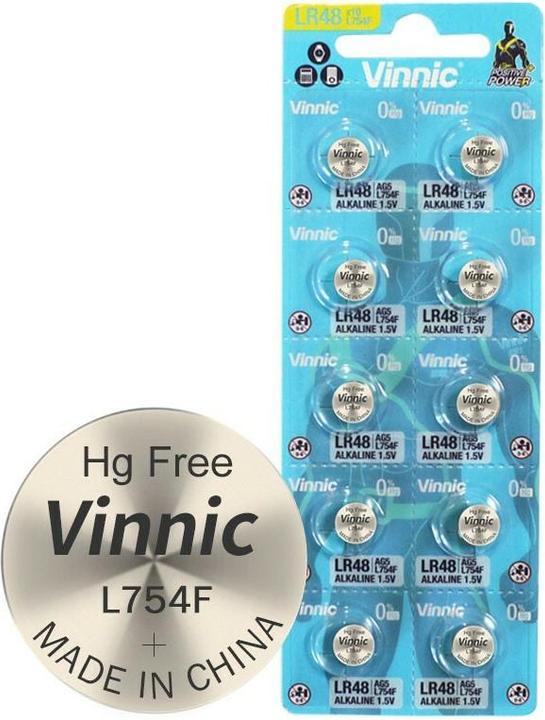 Image du produit Vinnic 10 pièces AG5, LR48, G5, LR 48, AG 5 (10 pcs, LR48, 72 mAh)