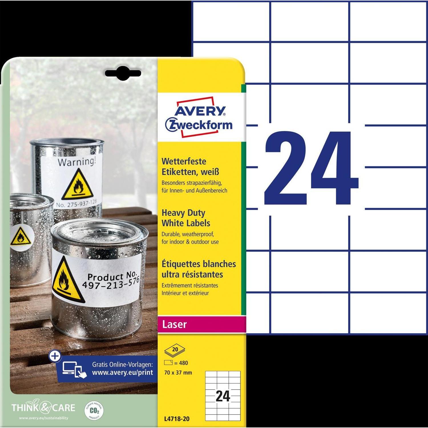 Avery, Etiketten, Wetterfeste Folien-Etiketten