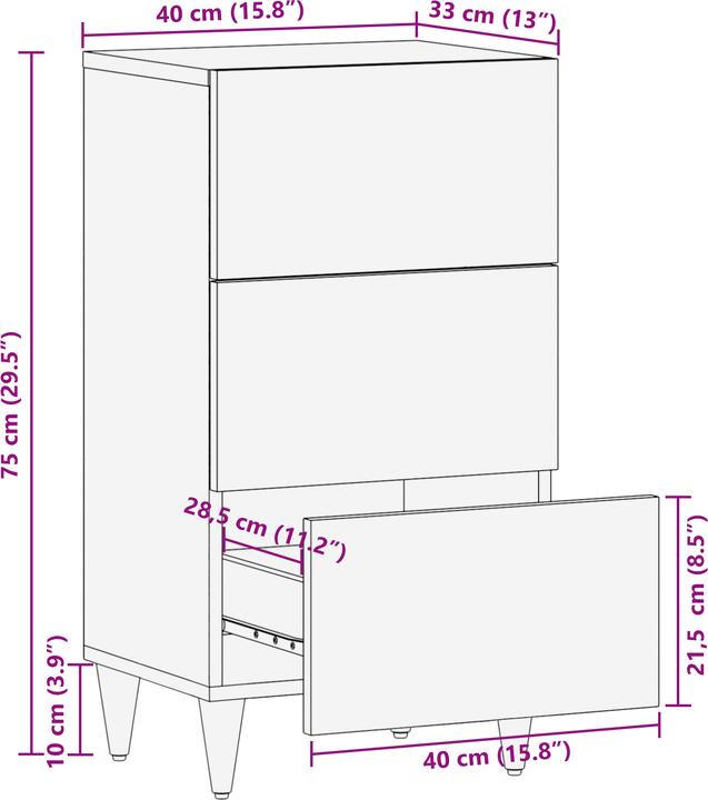Image du produit vidaXL Sideboard Aufbewahrung (33.50 x 40 x 75 cm)