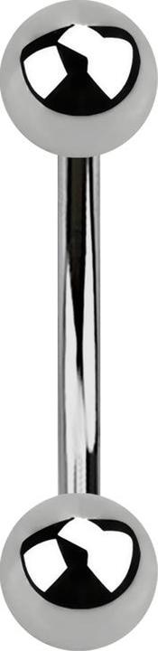 Image du produit Star Piercing Banane argentée avec deux boules (sans laiton, Titane G23)