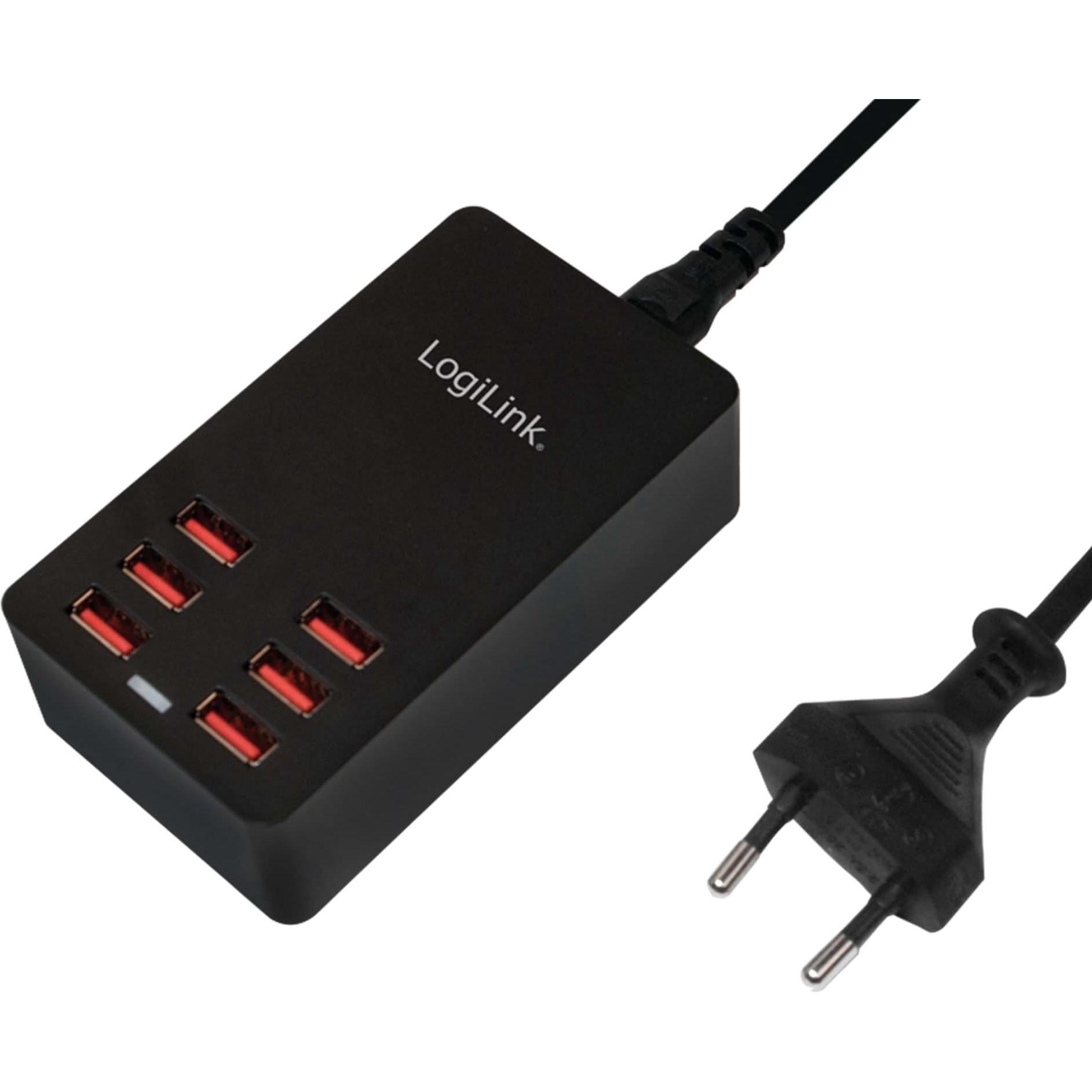 LogiLink Tischladeadapter PA0139 (32 W), USB Ladegerät, Schwarz