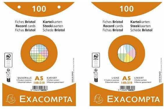 Actual product image Exacompta Index card Format of card: DIN A5 Design of ruling: blank (A4, 205 g/m², 100 x)