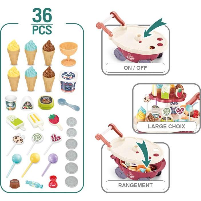 Thumbnail - VR Shinecon 36-teiliger Eiswagen für Kinder mit Licht- und Soundeffekten