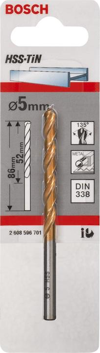Actual product image Bosch Professional Zubehör Metal drill HSS-TiN, DIN 338, 5 x 52 x 86 mm (5 mm)