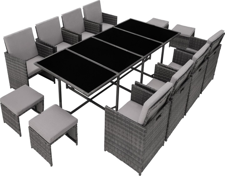 Actual product image tectake Rattan garden furniture set Palma 8+4+1 with protective cover