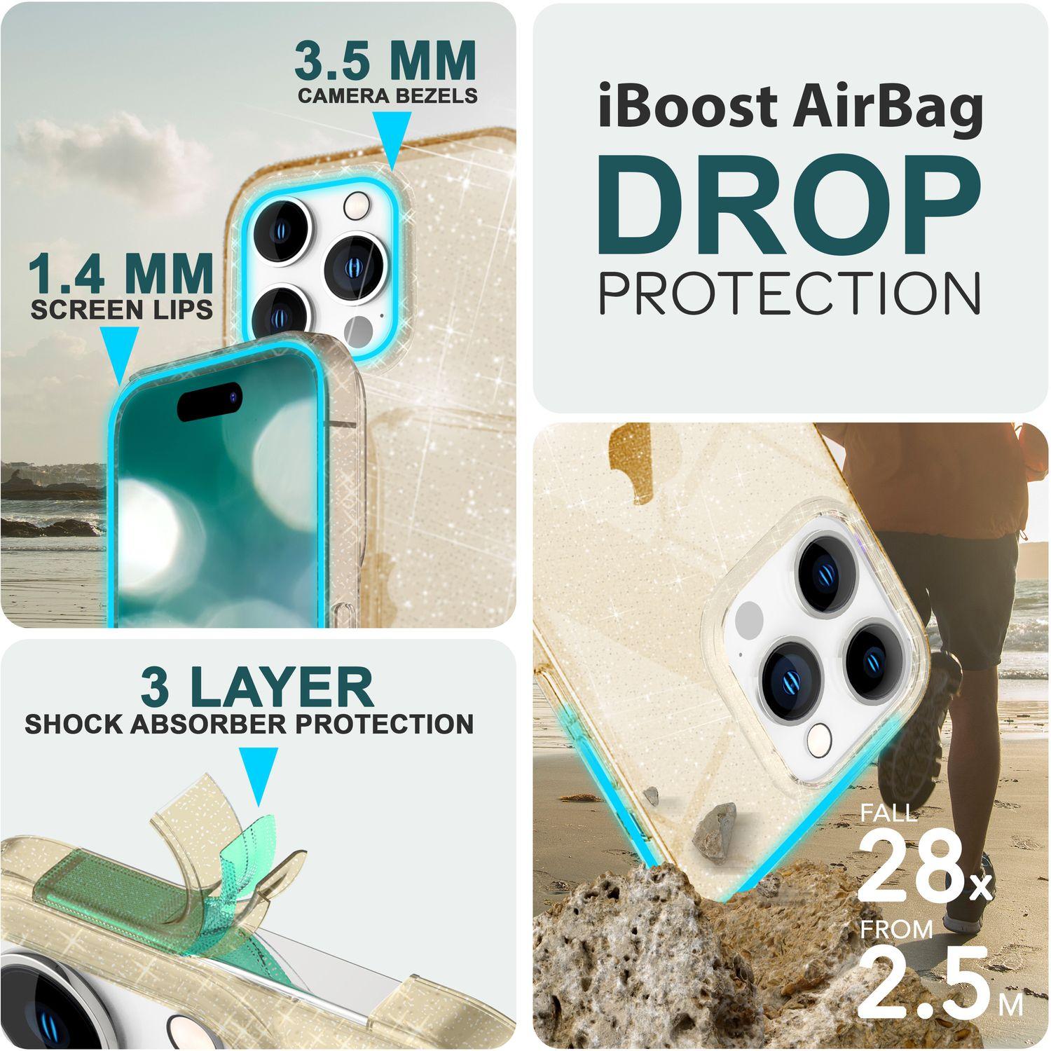 Thumbnail - Nalia Klare Glitzer Silikon Hülle (Apple iPhone 15 Pro), Smartphone Hülle, Gold