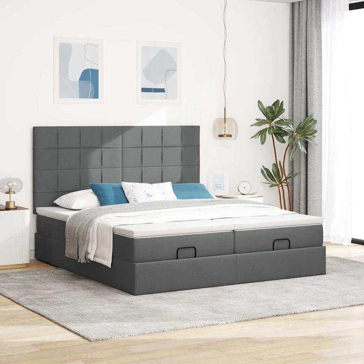 Immagine prodotto vidaXL Letto ottomano con materassi in tessuto grigio scuro 160x200 cm (160 x 200 cm)