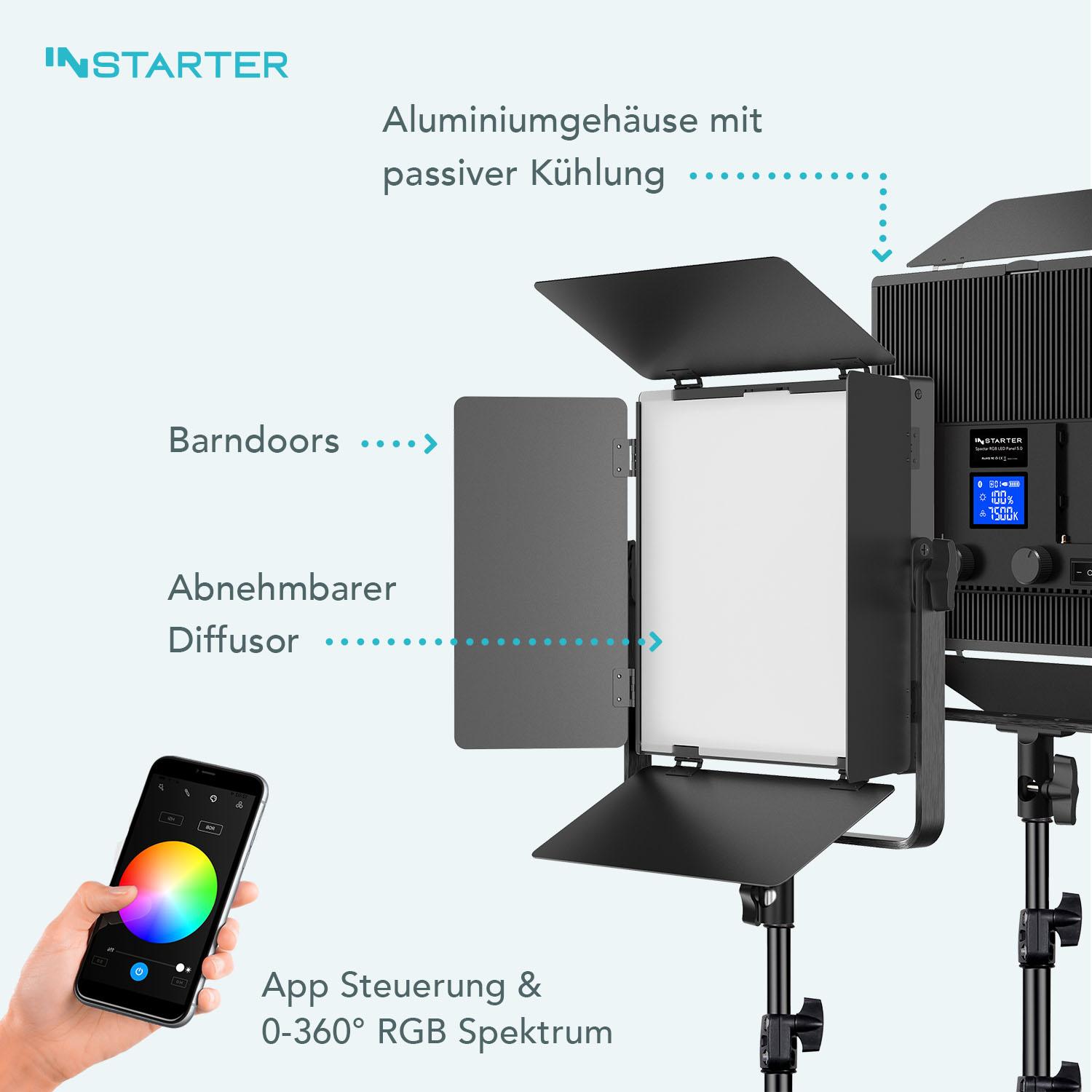 Thumbnail - Wiltec Spectar RGB LED-Panel 5.0 (Studioleuchte), Dauerlicht, Schwarz