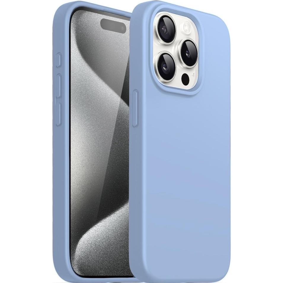 Screenguard Apple iPhone 15 Pro Liquid Silicone Case Hülle (Apple iPhone 15 Pro), Smartphone Hülle, Blau