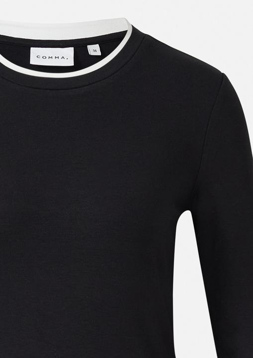 Produktbild Comma T-Shirt Basic Langarm Viskoseshirt mit Kontrast Doppelbündchen (48)